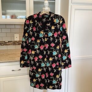 Johnny Was Black Embroidered Coat Size XS Cotton